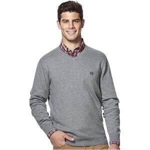 Chaps Cashmere Blend V-Neck Sweater Mens Sz Large Light Gray Classic Fit